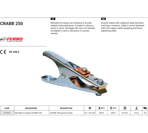 Зажим заземления CRABB 250А