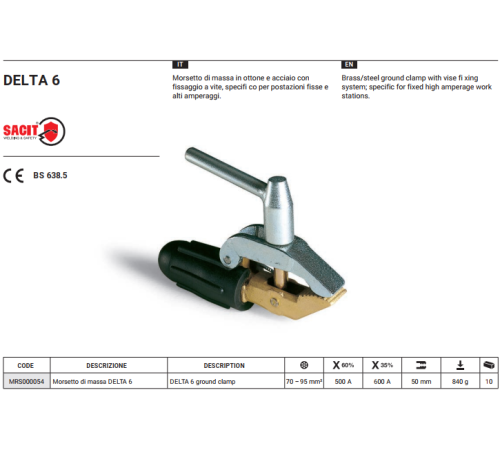 Зажим заземления DELTA 6 600А винтовой