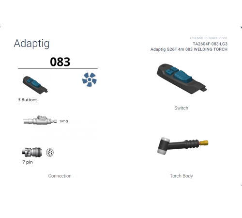 Горелка аргонодуговая Adaptig G26F 4м