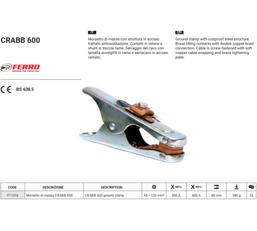 Зажим заземления CRABB 600A