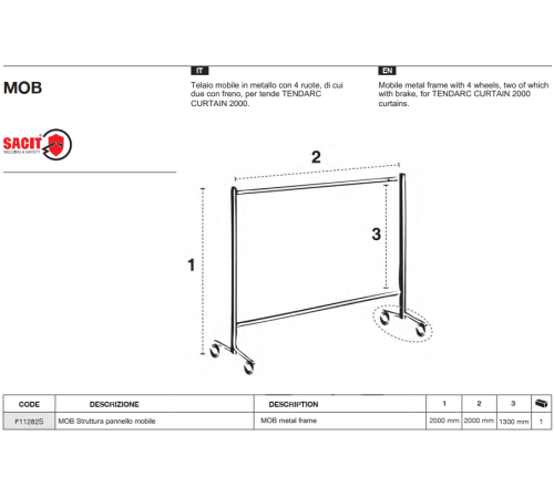 Передвижная рама для сварочного занавеса
