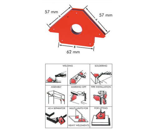 Магнитный угольник для сварки Sacit AZIA 57x57 мм