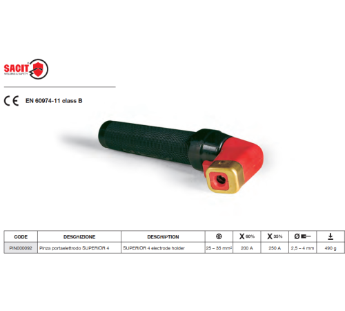 Электрододержатель SUPERIOR 4 250А безогарковый