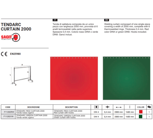 Защитная сварочная штора зеленая 2х1.6м