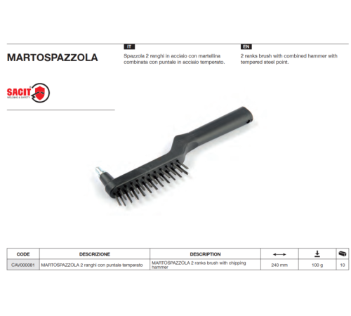 Щетка ручная двухрядная с молотком MARTOSPAZZOLA Sacit AZIA