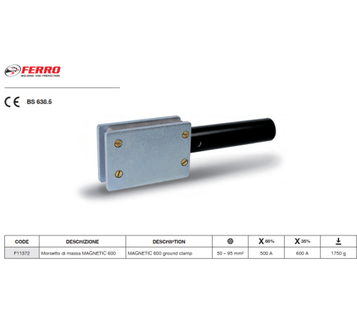 Зажим заземления магнитный 600А MAGNETIC 600