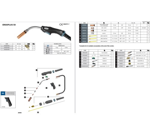 Сварочная горелка Trafimet ERGOPLUS 50 с евроразъемом