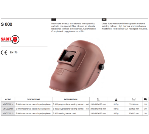 Щиток сварщика S 800 со светофильтром 90x110 мм