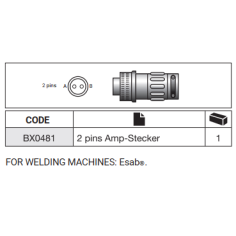 Разъем кабеля управления 2 PIN для ESAB Trafimet AZIA