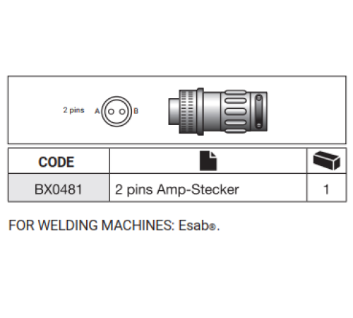 Разъем кабеля управления 2 PIN ESAB Trafimet AZIA