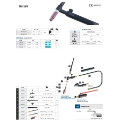 Горелка аргонодуговая TIG 26V Trafimet